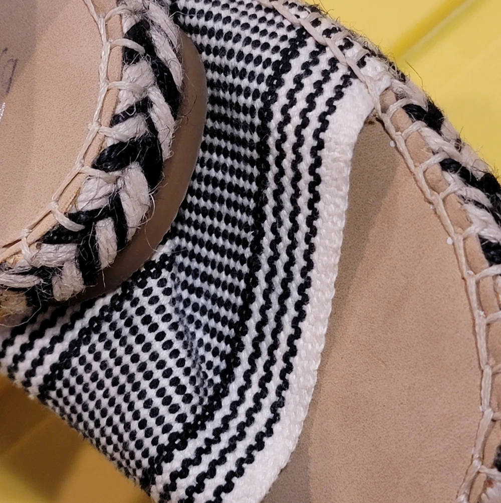 Farylrobin Black And White Espadrille Slides Size 7.5